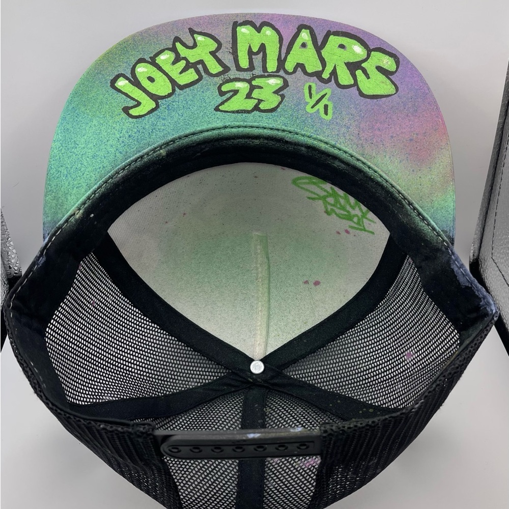JOEY MARS Autographed, Adjustable flat brim trucker hat galaxy spraypaint artist - Picture 5 of 7